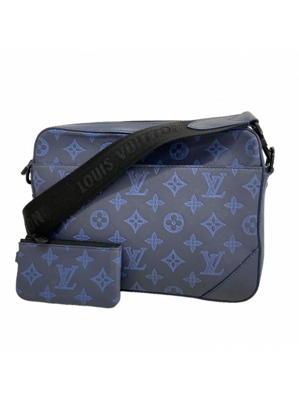 Louis Vuitton Shoulder Bag Monogram Shadow Duo Messenger Navy
